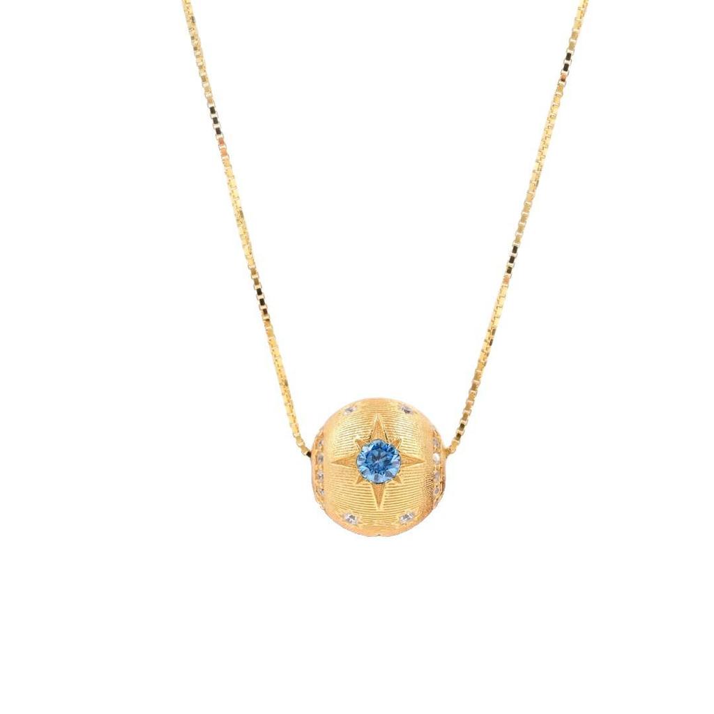 S925 Sterling Silver Retro Brushed Small Gold Ball Necklace - Luxury Fashion for Women, High-End Lucky Bead Clavicle Chain X109