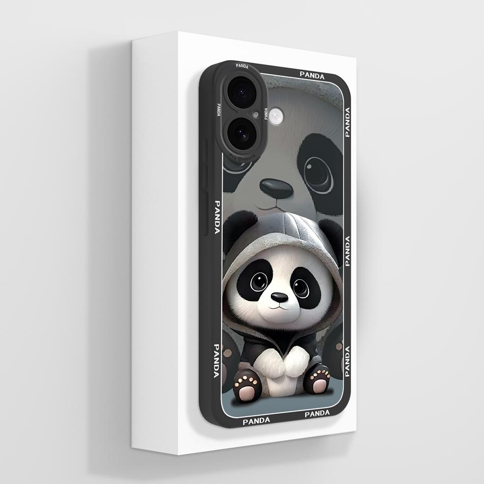 Cute Panda Case For iPhone 17 Pro Max / iPhone Air High Quality Back Cover Liquid Silicone Anti Drop Soft Bumper For iPhone17
