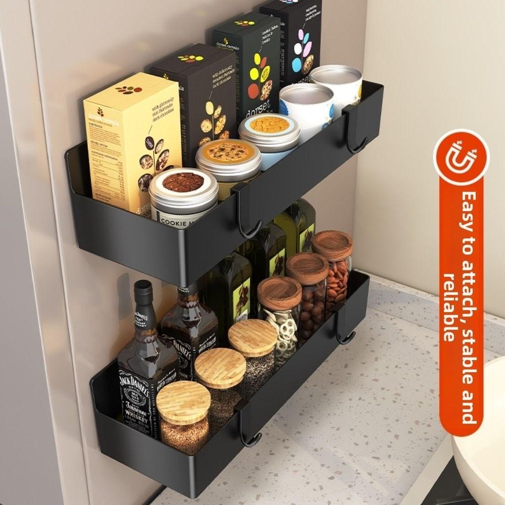 Large Capacity Magnetic Spice Rack Wall Mounted Refrigerator Side Storage Rack  Cling Film