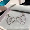 Huitan Chic Big Heart Stud Earrings for Women Luxury Inlay Dazzling Cubic Zirconia Statement Love Earrings Modern Female