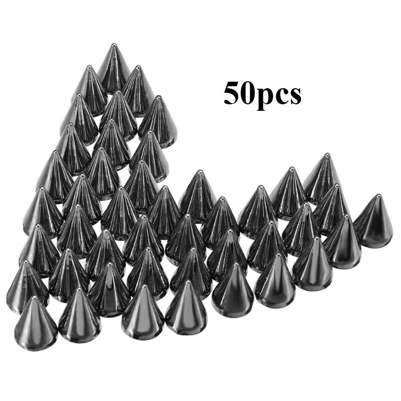 50/100Pcs Black Gold Silver Cone Studs and Spikes DIY Craft Cool Punk Garment Rivets for Clothes Bag Shoes Leather DIY Handcraft