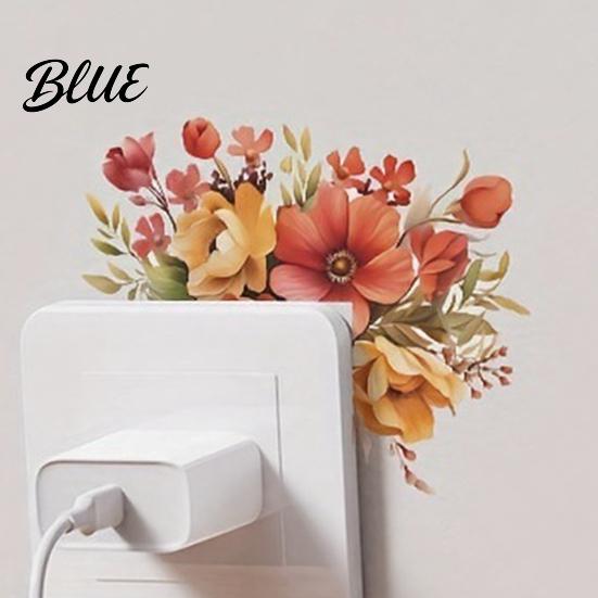 Renters Friendly Wall Sticker 4 Pcs Plants Flower Switch Stickers Leaves Floral Light