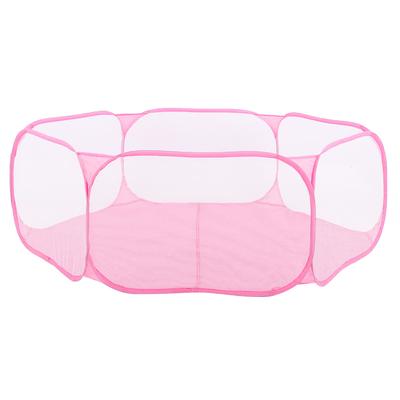 Tragbarer Laufstall für kleine Haustiere, transparentes Welpen-, Katzen-, Kaninchenzelt für den Außenbereich, Rosa