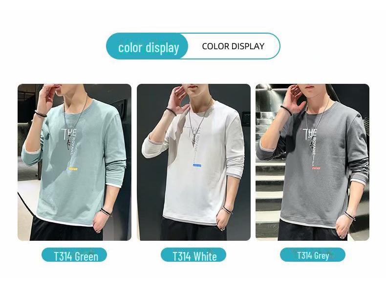 Men's Long-Sleeve Trendy Loose-Fit T-Shirt for Spring & Autumn 2021