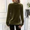 Damen Casual Samt-Sweatshirt mit, Langarm-Pullover