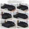 Modular Corduroy Sofa for 2 People (with 2 Stools), Freely Combinable, Including Drink Holder and Side Storage Pocket, Ideal for Living Room. Black