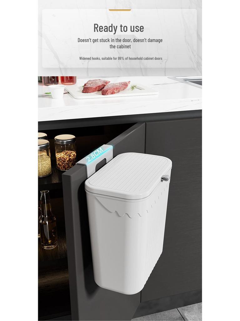 Wall-Mounted Sliding Lid Trash Can for Kitchen, Bathroom, and Living Room
