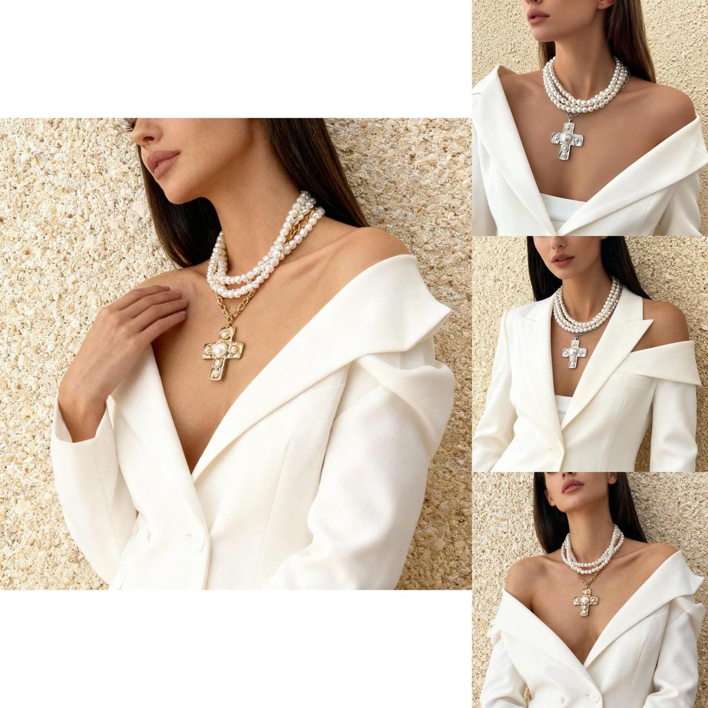 Punk Mädchen Kreuz Anhänger Halskette mit geometrischem Legierungsdesign für modischen Alltag