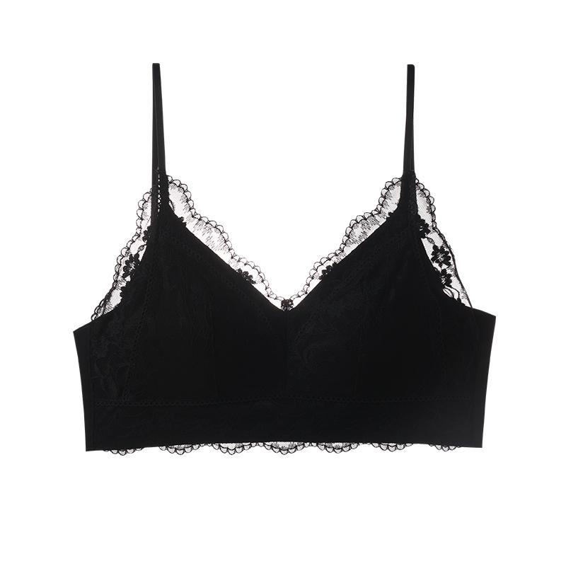 Light Pink Lace Backless Wireless Bra with Thin Straps