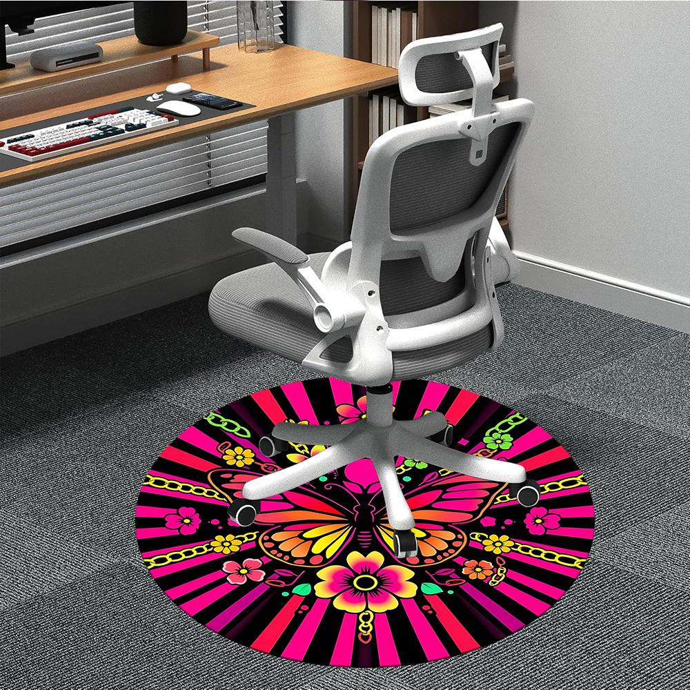 

1pc Butterfly Flowers Chair Carpet for Office, Non-slip, Soft and Durable Office Rug, Perfect for Office yy260127119 80cm by 80cm