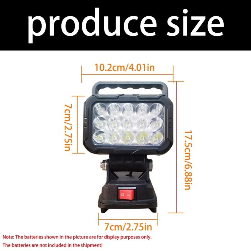 Multiple Angles 15 LED Work Light Handheld Rechargeable Spotlights For 18V Tool Batteries With USB Charging Capability