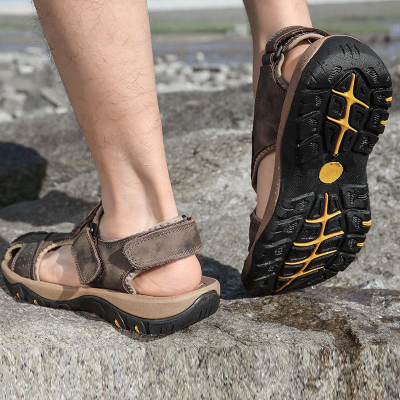 Summer Men Sandals Casual Shoes Outdoor Leather Slippers Beach Shoes Roman Sandals