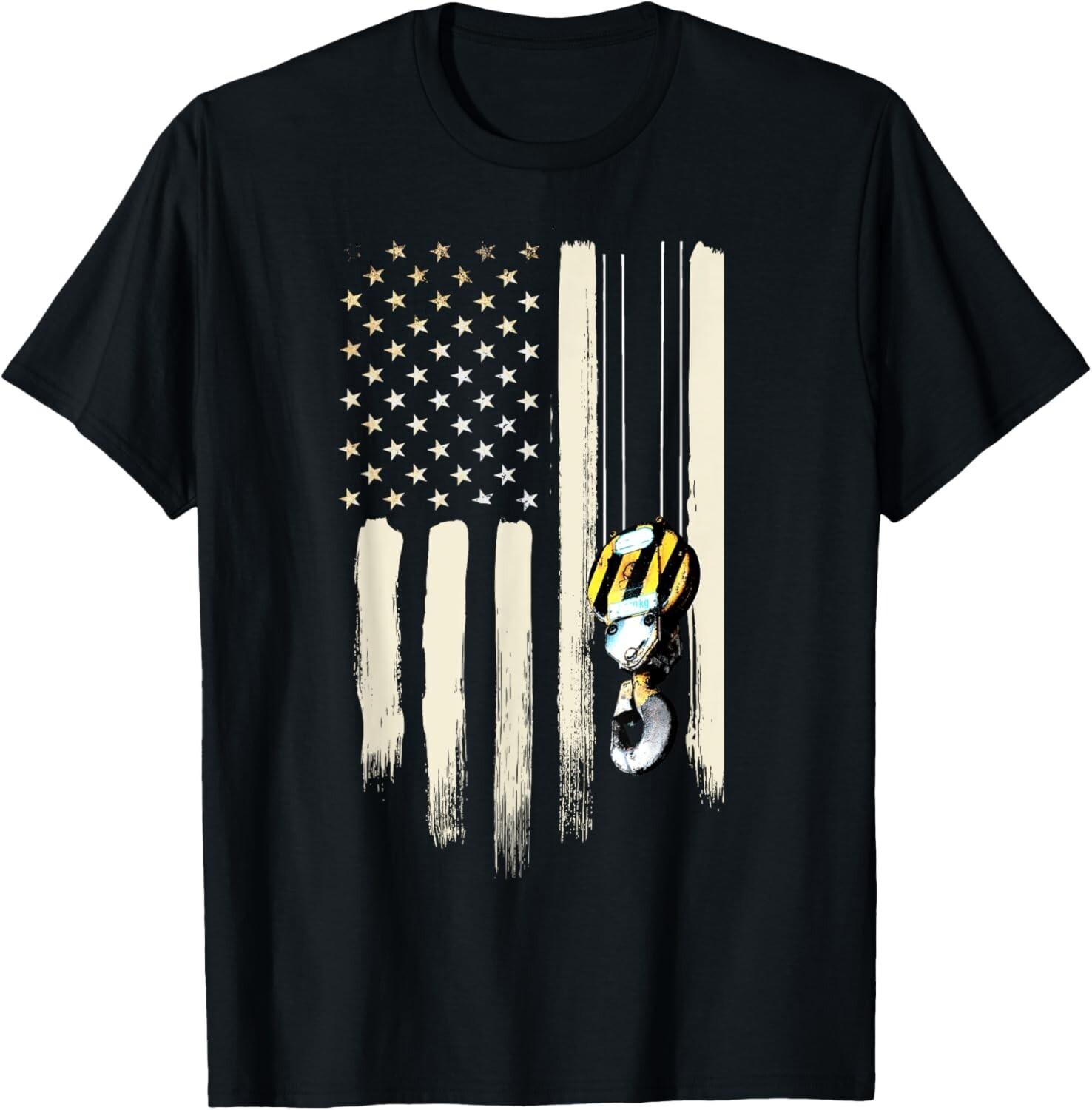 Patriotic American Flag Construction Tee Gift Unisex T-Shirt S разноцветный