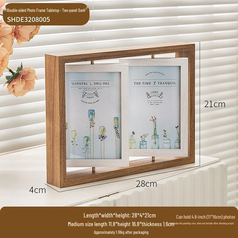 

Элегантная 6-дюймовая двусторонняя европейская деревянная фоторамка для пар, мульти-фото дисплей