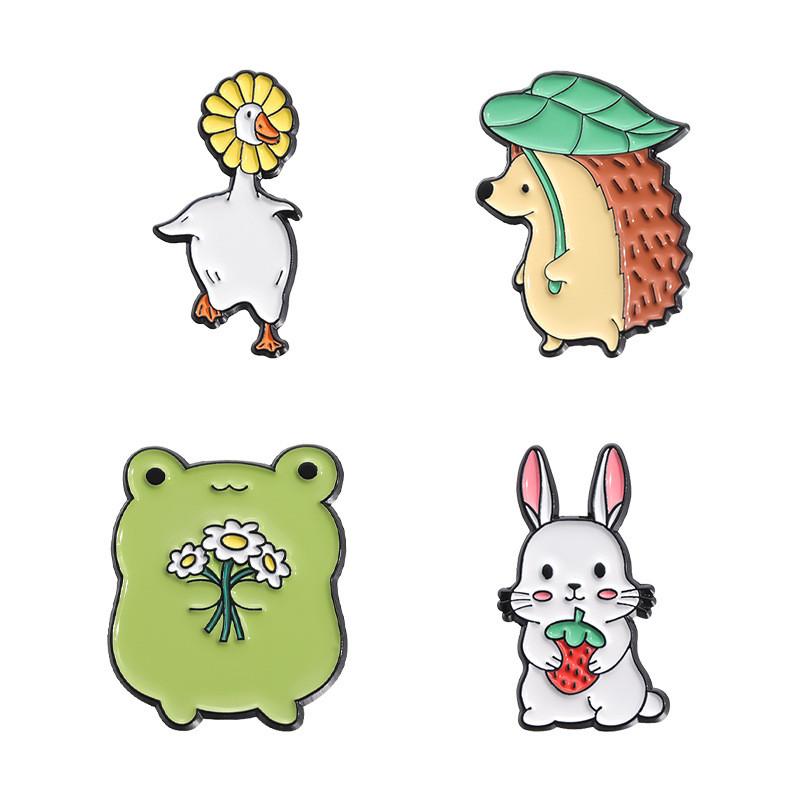 Stylish Fun And Animal Character Brooch In Frog Duck Rabbit Hedgehog Designs For Fashion Lovers