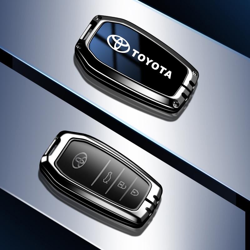 Alloy Car Key Case Cover Bag For Toyota Land Cruiser 200 Prado Crown TLK 200 Yaris Cross Hilux Innova Rav4 Fortuner Camry 55 50