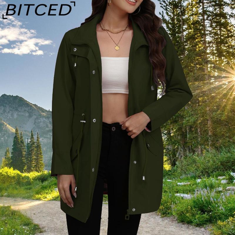 BITCED Frühlings-/Herbst Slim-Fit Kapuzen-Windjacke für Damen - Vielseitiges Freizeit-Oberteil