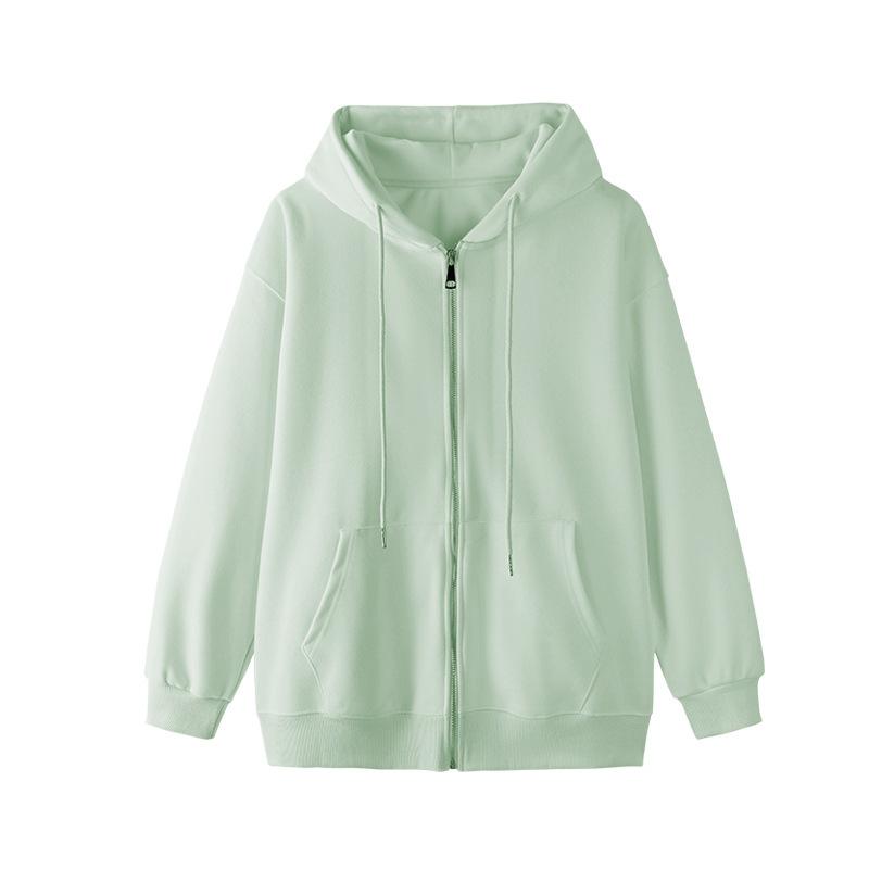 Mint Mambo Green Fall Zipper Sweater Jacket Female Spring and Fall Thin Slim Waist Casual Short Cardigan Comfortable Versatile and Fashionable