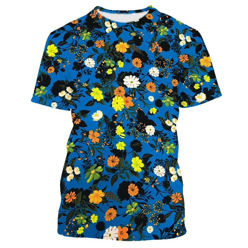 Floral Leaves Printed T-shirts Casual Fashion Bird Graphic T Shirts For Men Harajuku Baggy Streetwear Clothes