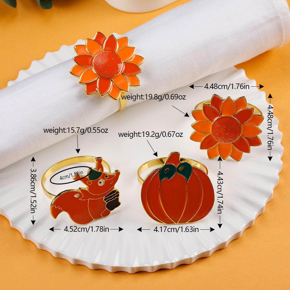 Halloween Sunflower Squirrel Turkey Napkin Holders Thanksgiving Napkin Rings Halloween Home Restaurant Table Decor Napkin Buckle