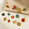 1Piece 304 Stainless Steel Charms 18K Gold Plated Enamel Strawberry Acorn Snail Mushroom Pendant For DIY Necklace Jewelry Making