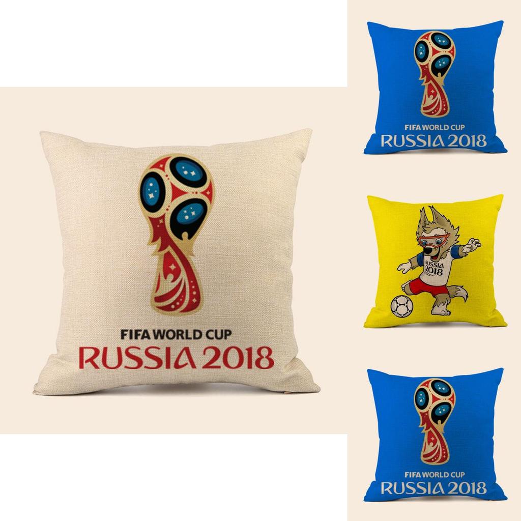 Fußballfans Weltmeisterschaft 32 Teams Baumwoll-Kissenbezug mit Emblem für Zuhause Bar Lounge