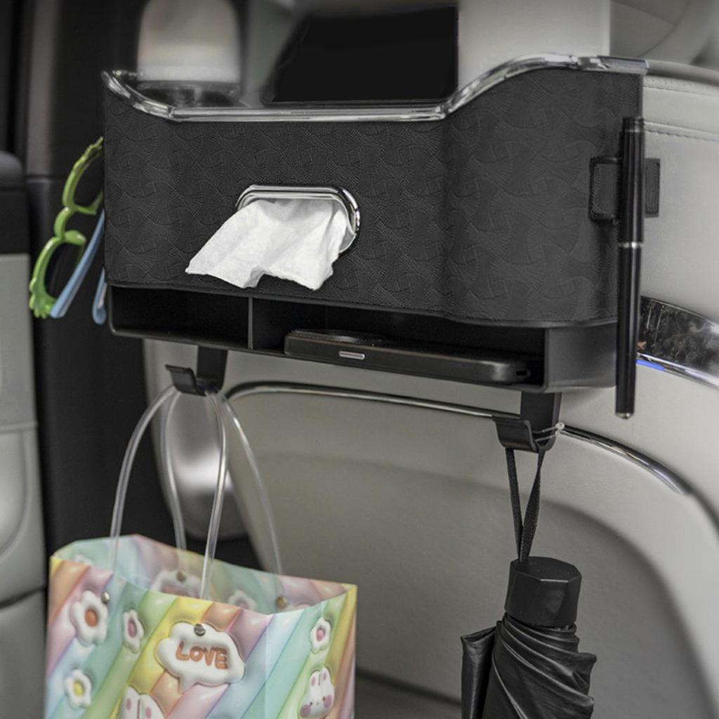 Car Organizer Back Seat Storage Box With 2 Cup Holder Car Seat Storage Box With Bag Hook For Tissue Drink Truck SUV Family