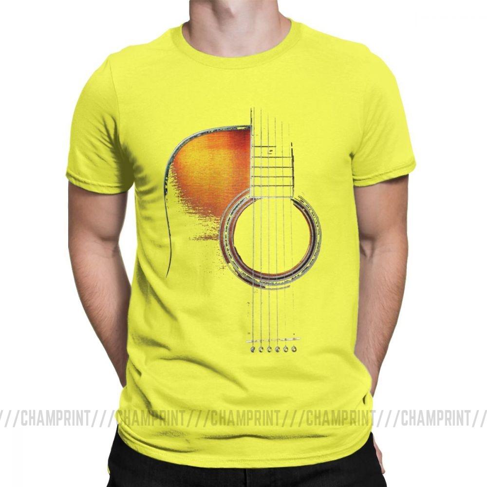Men T Shirt Acoustic Guitar Hi Lite Music Vintage 100 Cotton Tees Short Sleeve T