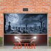 2D door banner horror full moon cemetery Halloween garage door banner suitable for parties and home decoration.PMJ