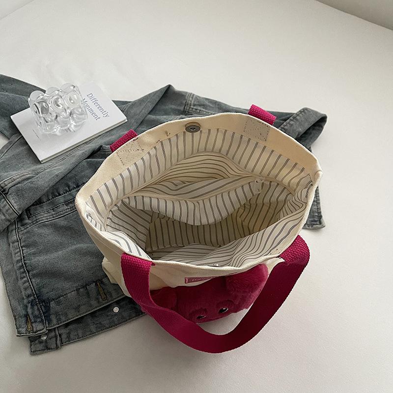 New Cute Panda Doll Bag Shoulder Bag Canvas Bag Large Capacity Tote Bag Underarm Bag Plush Bag