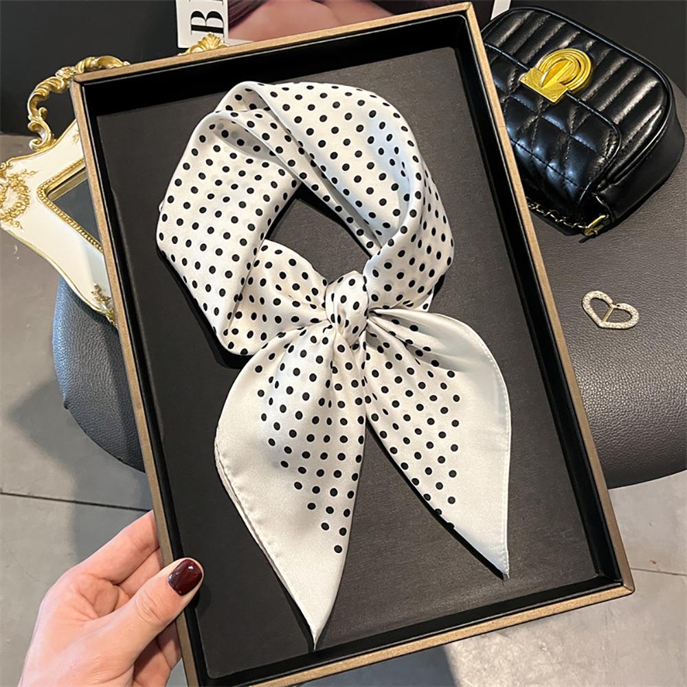 

Роскошный квадратный шарф в горошек для женщин, атласные накидки, шейные платки, женские повязки для волос, повязка на голову из ленты, бандана 70X70 см 70x70CM