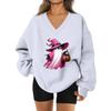Women's V-neck Dropped Shoulder Halloween Print Sports Sweatshirt Top