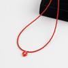 Heart Necklace Vivid Adjustable Silver Red Beads