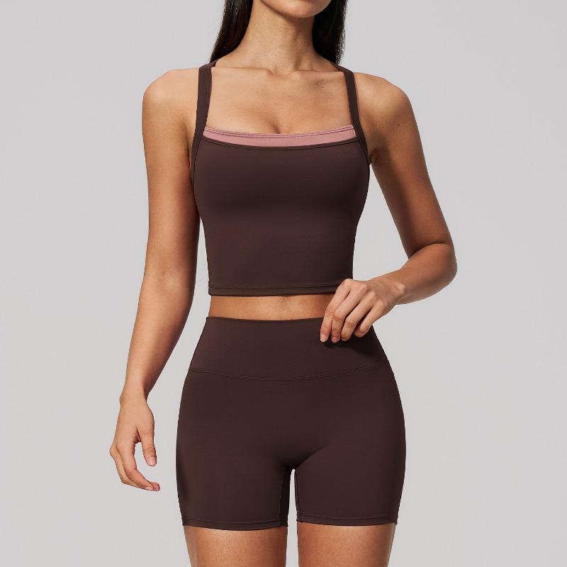 Naked sports suit, cross back yoga casual suit, sports running yoga suit
