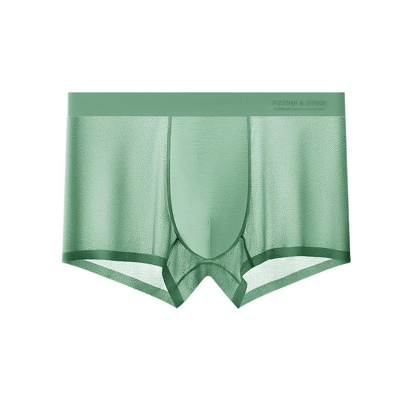 Men's  Ice Silk Underwear Four Cornered Pants Mid Waist Flat Corner Oversized Breathable Shorts Summer