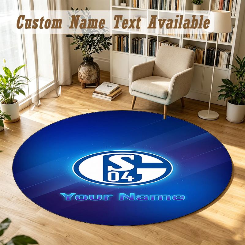 Round Rug Custom NameSchalke 04 FC Pattern Non Slip Carpet Home Floor Decor