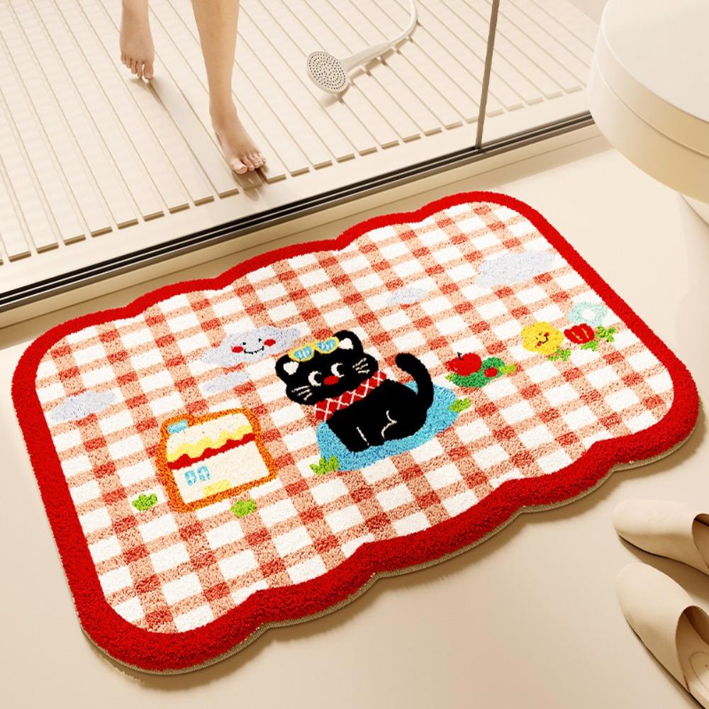 Cartoon-Druck Badezimmer Kaschmir Verdickungsmatte Bad Rutschfeste Teppiche Im Waschbecken Badewanne Boden Teppich Duschraum Fußmatte Memory Foam 3D Pad