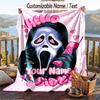 Custom Text Flannel Throw Blanket, Lightweight Cozy Bed Sofa BlanketScream Ghostface
