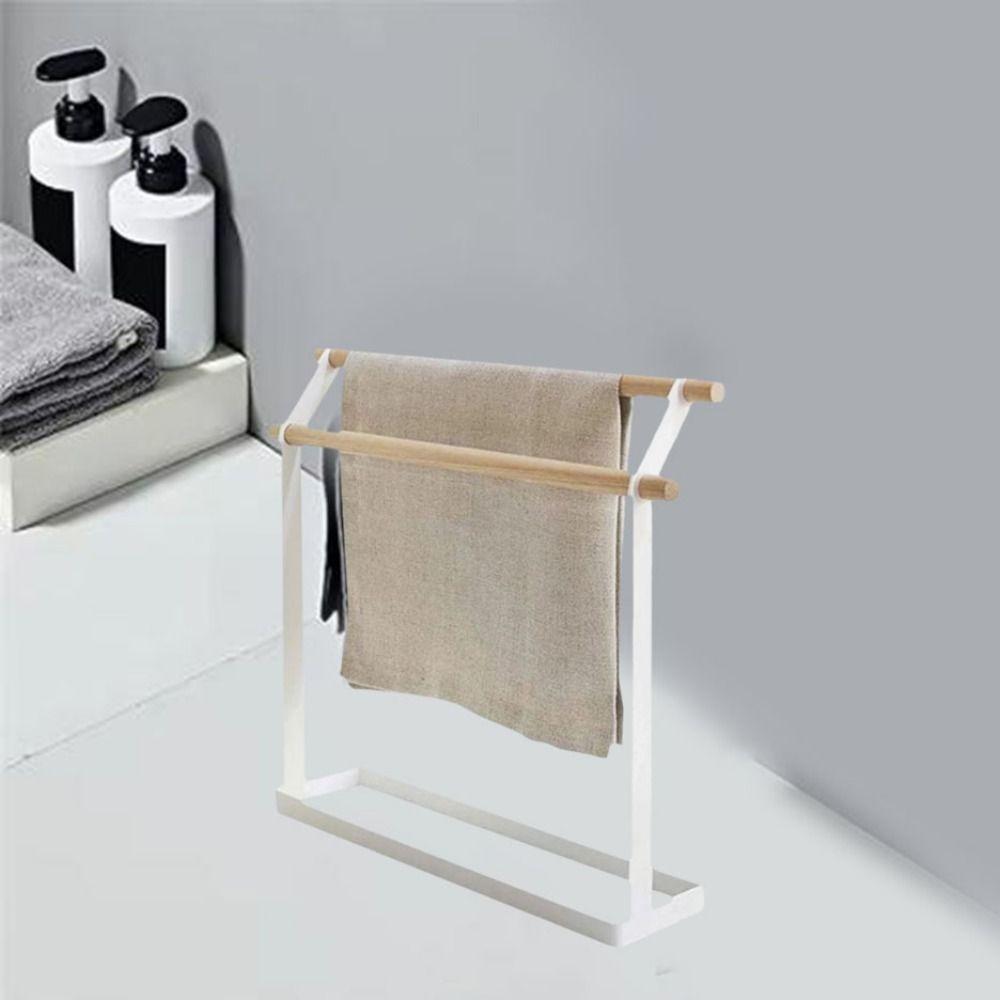Double Bar Free Standing Towel Rack Metal Washcloth Dishcloth Hanger Towel Drying Rack for Home