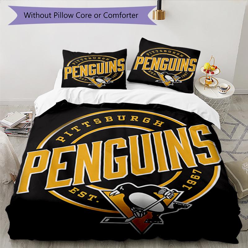 Pittsburgh Penguins Themed Bedding 3Pcs Duvet Cover Set Decorative Bed Linen For Teen Room Home Decoration