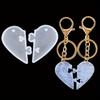 Silicone Heart-Shaped Resin Casting Molds, DIY Valentine's Day Couple Puzzle Pendant with Hole and Lock Clasp, Epoxy Craft Mold for Jewelry Making