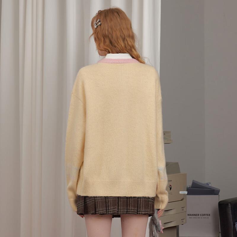 unifree Women's Fair Isle Soft Jacquard Knit Cardigan