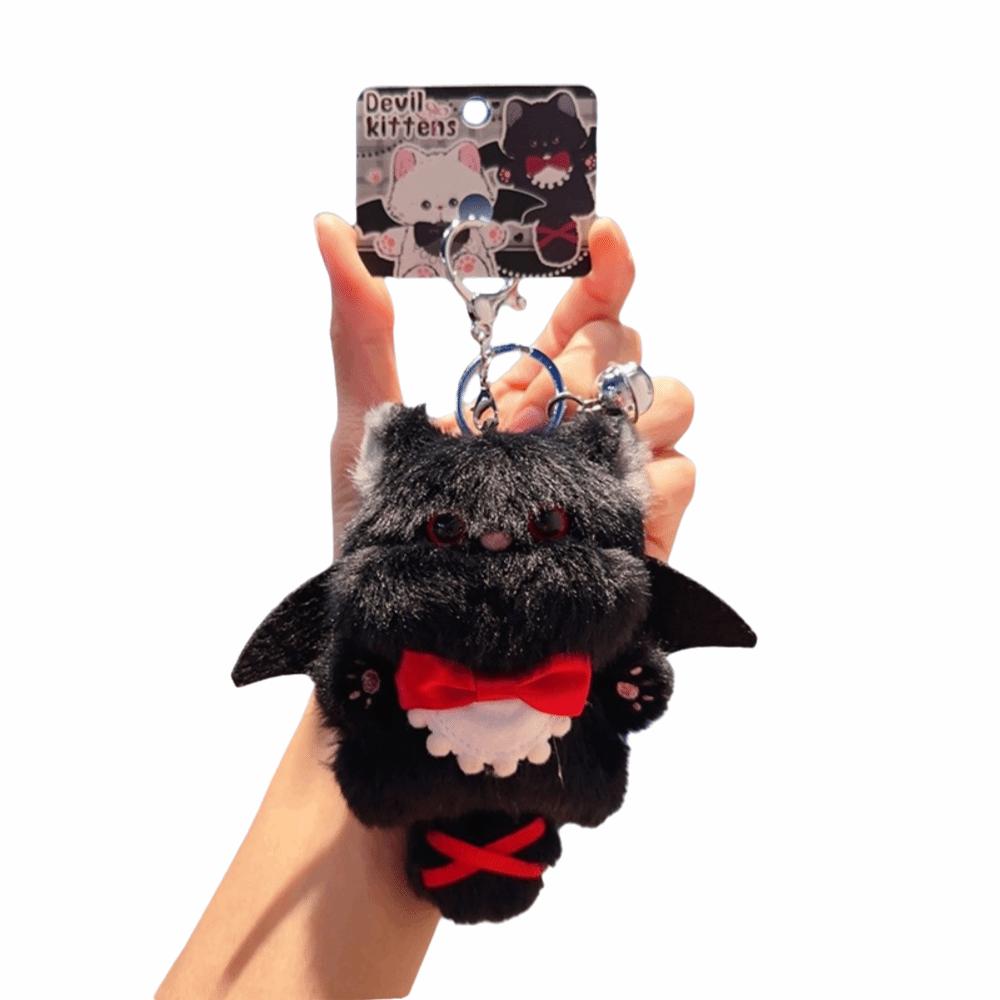 Flauschige Cartoon-Katze Plüschtier Spielzeug Schwarz und Weiß Schlüsselanhänger Plüschtier Rucksack Anhänger