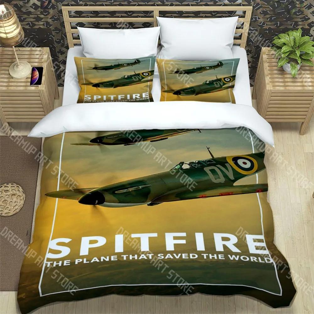 S-Spitfire Fashion Trendy Print Three-piece Set Suitable For Kids Or Adults Quilt Cover Pillowcase Bedding Set Birthday Gif
