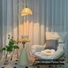 Cream Floor Lamp with Storage and Coffee Table for Living Room and Bedroom Decor
