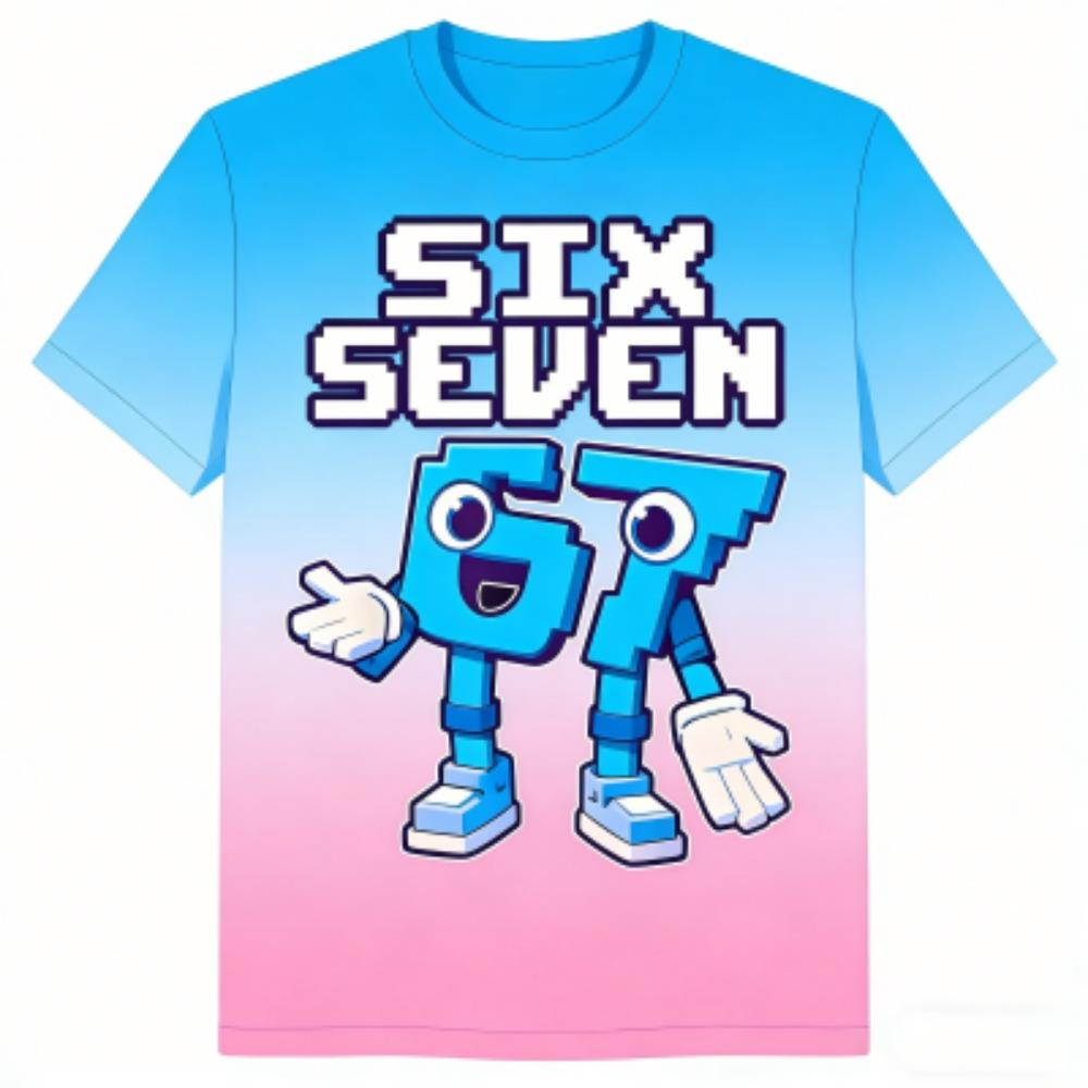 Sommer Mode Cartoon Sechs Sieben 67 Aufdruck Kinder T-Shirts Sommer Street Kurzarm Outdoor Freizeit Oberteile für Jungen und Mädchen T-Shirts Top