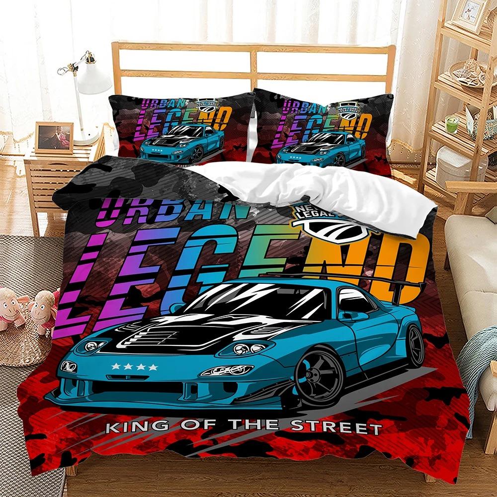 

3D Print Vehicles Racing Cars Motorcycle Duvetcover Bedding Set Comforter linen Single Double Twin_Queen For Boys Teens Men Gift 70x133cm 2pcs