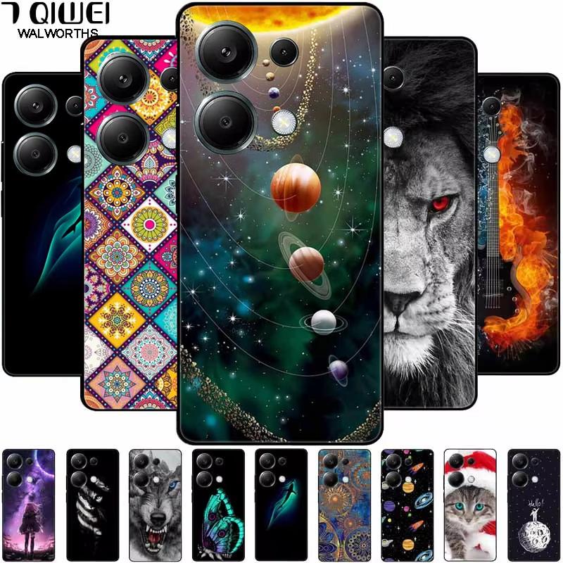 For Redmi Note 13 Pro 4G Case Global Silicon Fashion Space Wolf TPU Painted Coque Funda for Xiaomi Redmi Note 13Pro 4G Cover