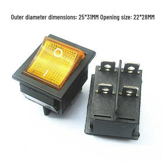 KCD4 Rocker Switch: 4/6 Pins, 2/3 Positions, Illuminated, 25x31mm, 16A 250V Power Button