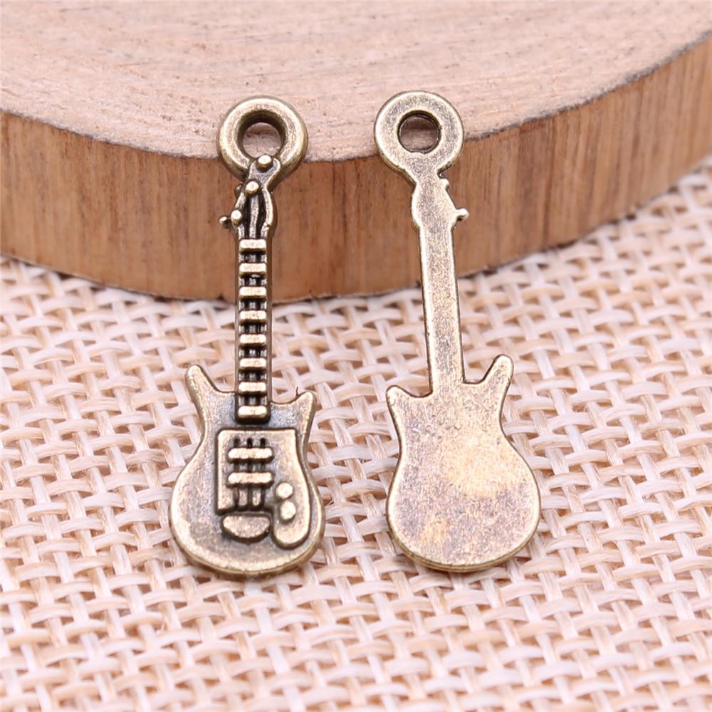 10 Stück 24x7mm Antik Silber Farbe Gitarre Charms Anhänger für Schmuckherstellung DIY Schmuckzubehör